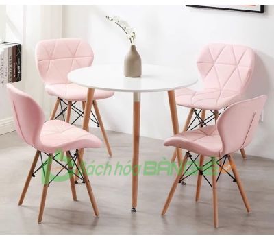 Bộ bàn ghế cafe trà sữa màu hồng 172